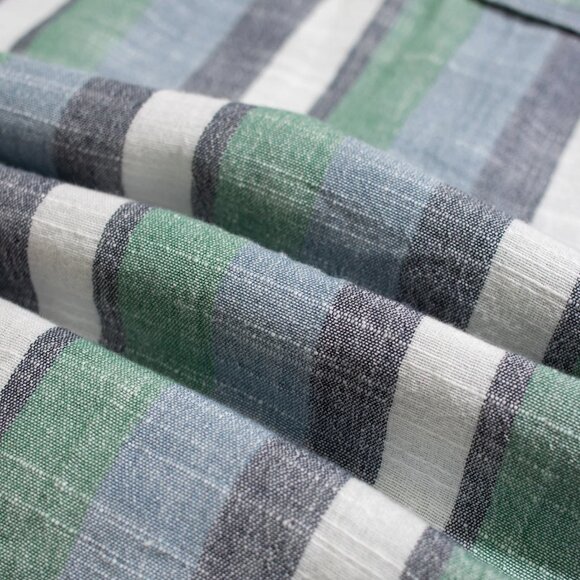 Far Afield Navy/ Green Stripe Selleck Shirt -NWT - Picture 2 of 5